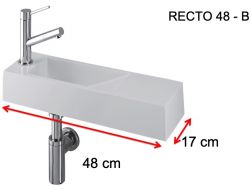 Umywalka wÄska 17 x 48 cm, bateria lewa - RECTO 48 B BENESAN